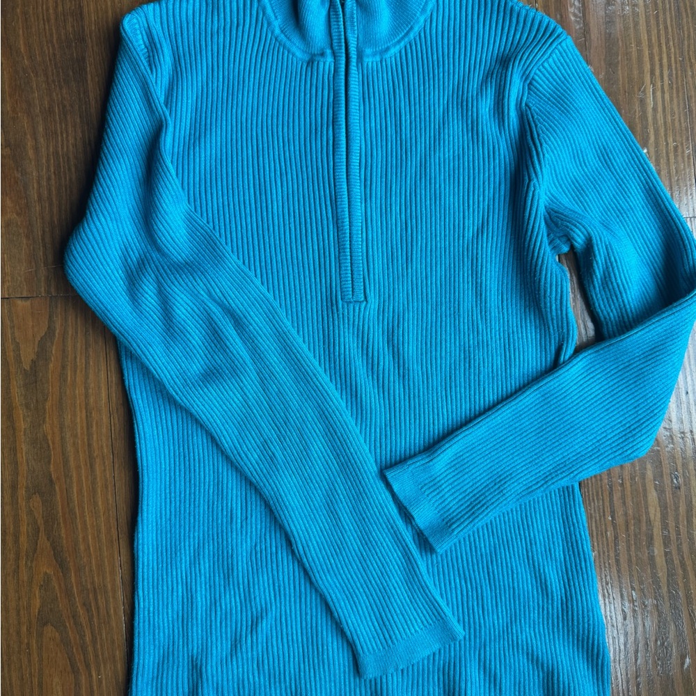 Boston Proper Teal Ribbed Knit Top